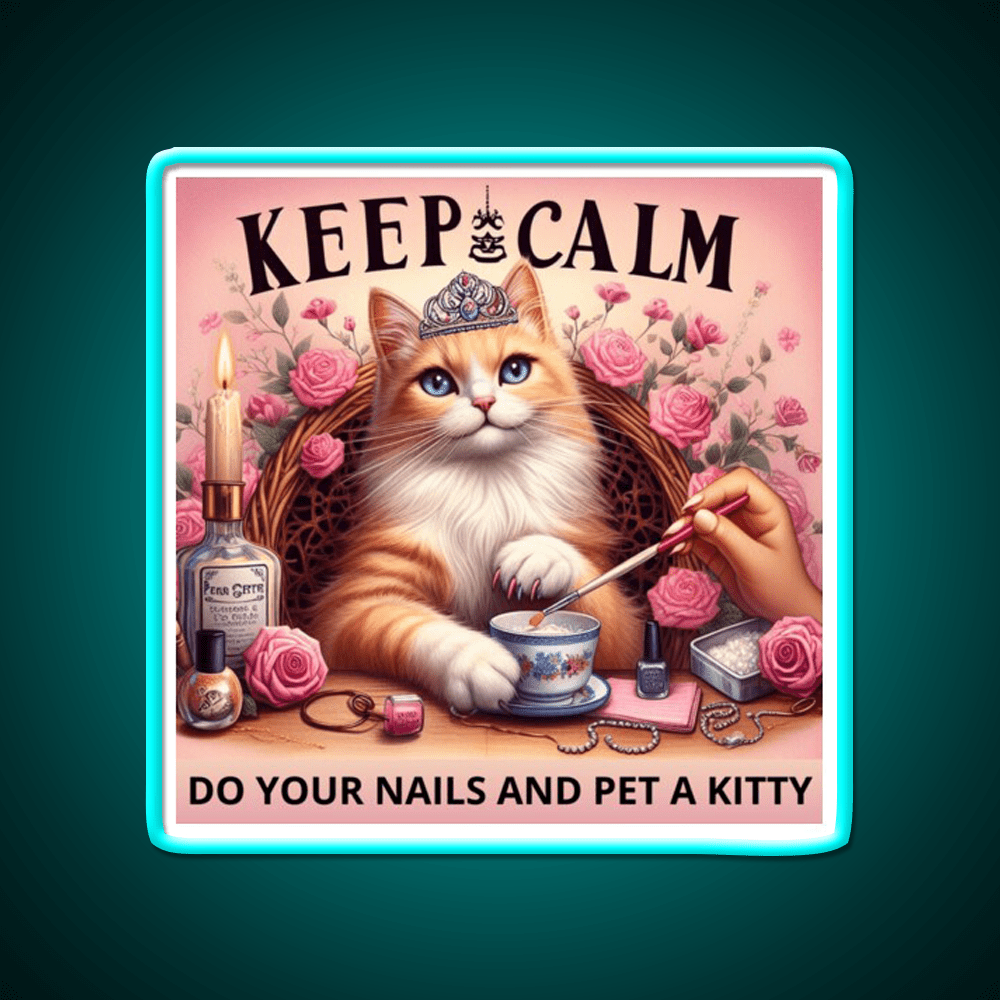 Keep Calm Do Your Nails And Pet A Kitty Nail Salon Led Neon Sign Rgb Color - Shineneon