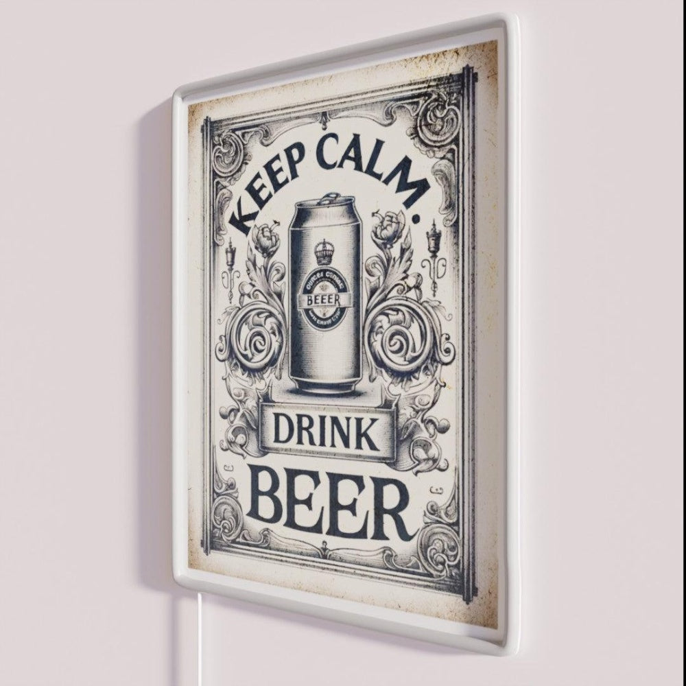 Keep Calm Drink Beer Keep Calm Rgb Led Neon Sign - Neon sign mounted on wall in room