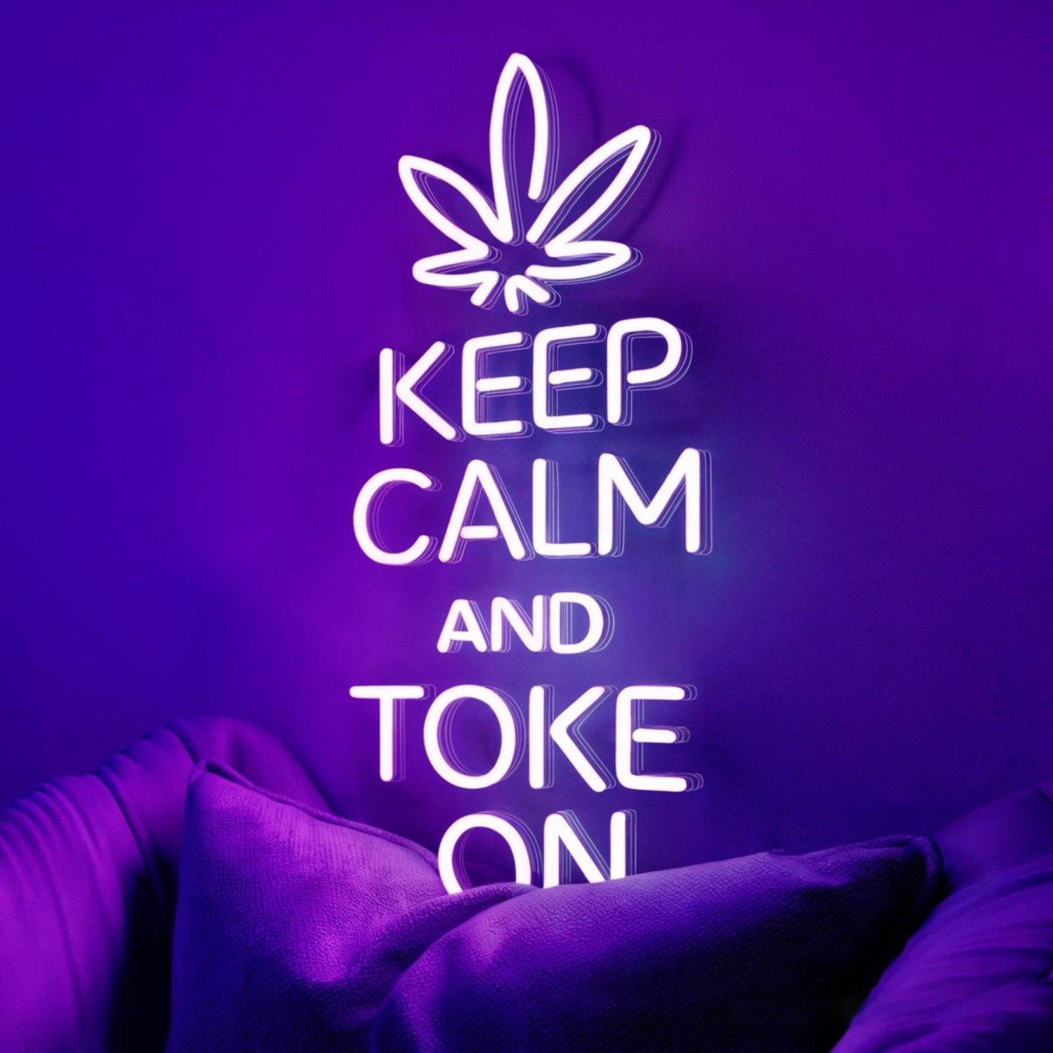 Keep Calm Toke On White Leaf Led Neon Sign For Home Lounge Decor | Shineneon