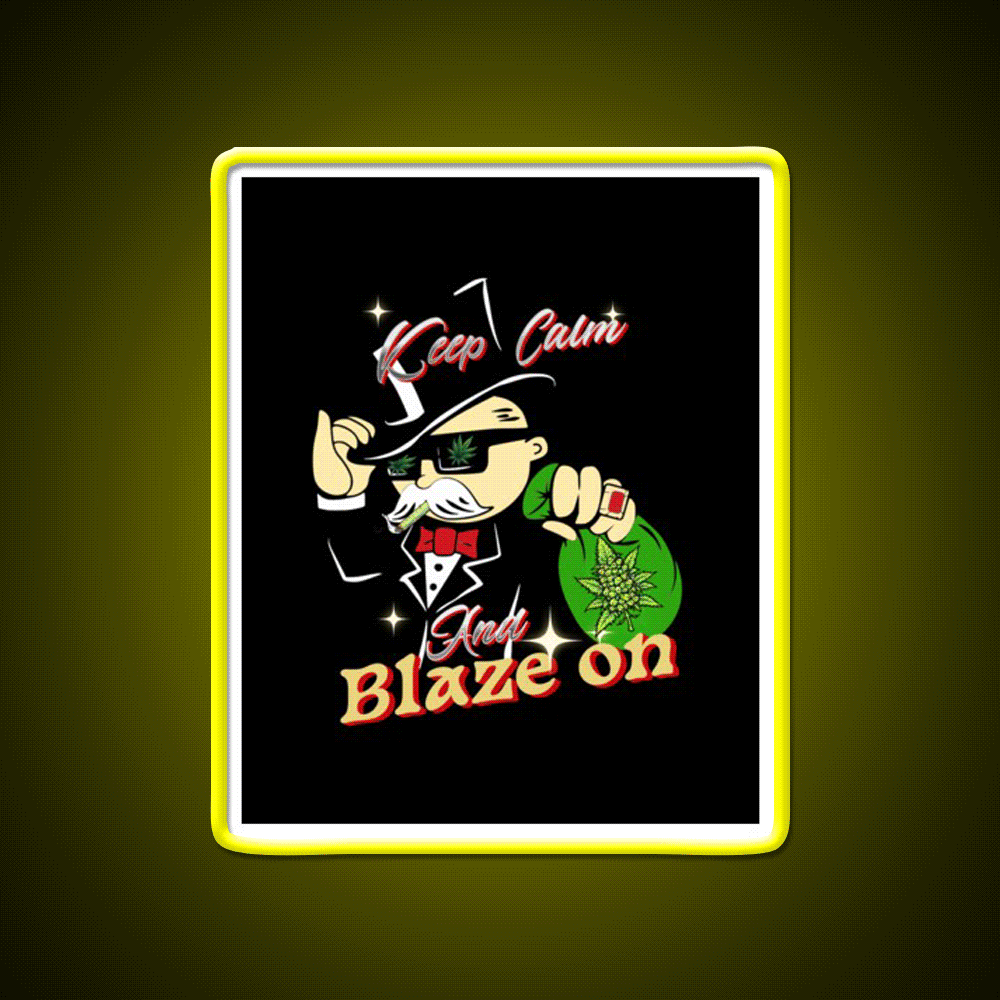 Keep Calm2 Hemp Inspired Green Leaf Led Neon Sign Rgb Color - Custom LED neon sign front view