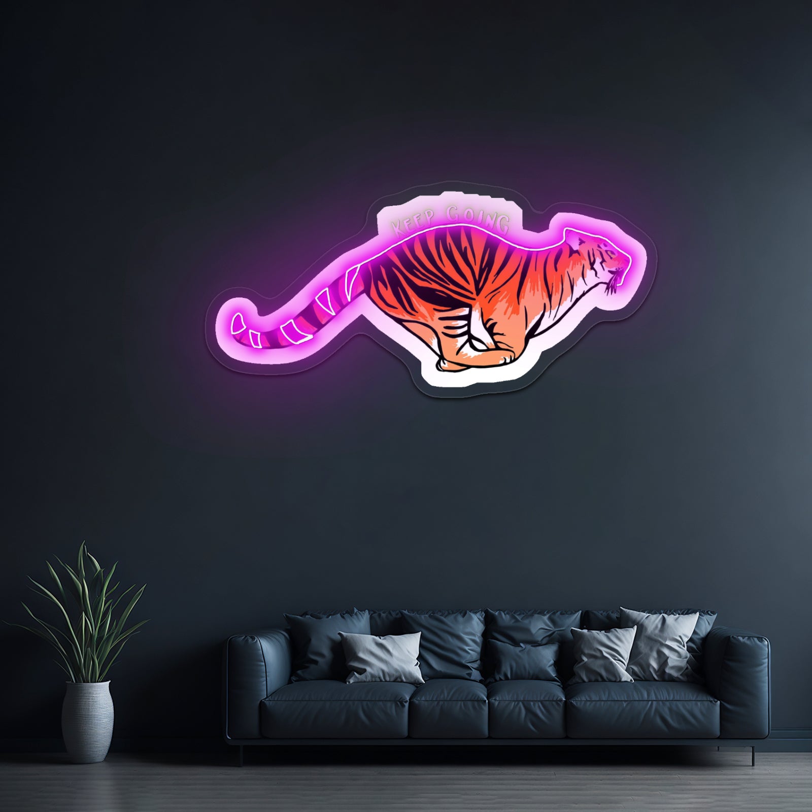 Keep Going Tiger Artwork Led Neon