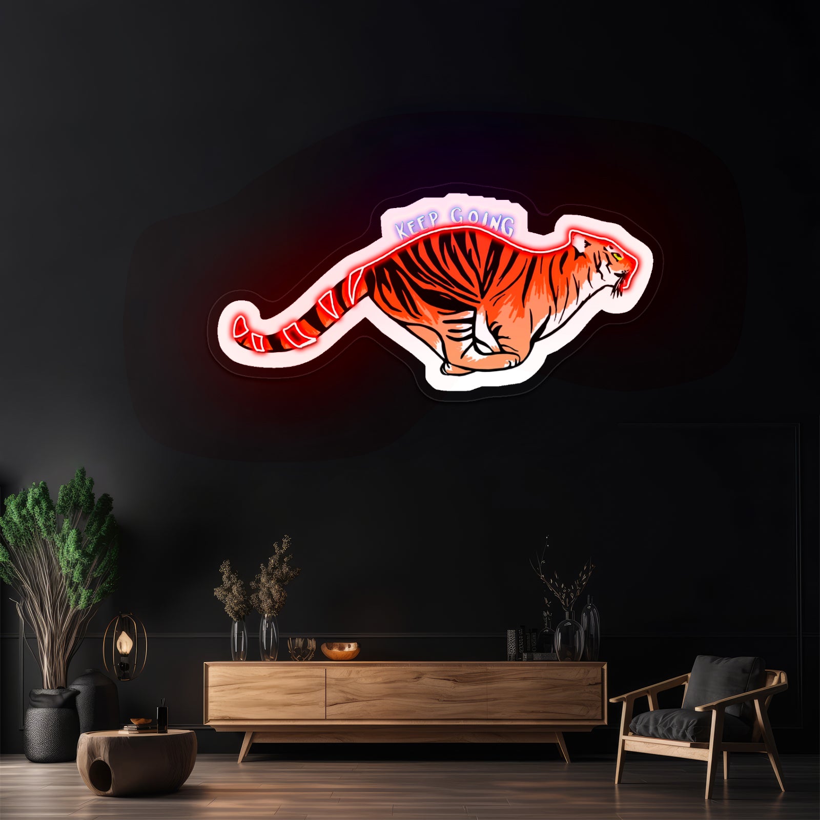 Keep Going Tiger Artwork Led Neon