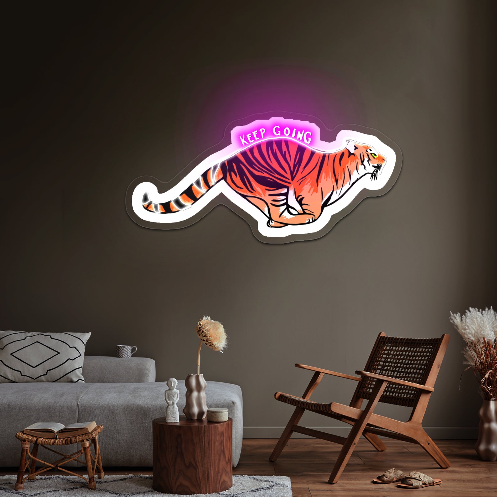 Keep Going Tiger Artwork Led Neon
