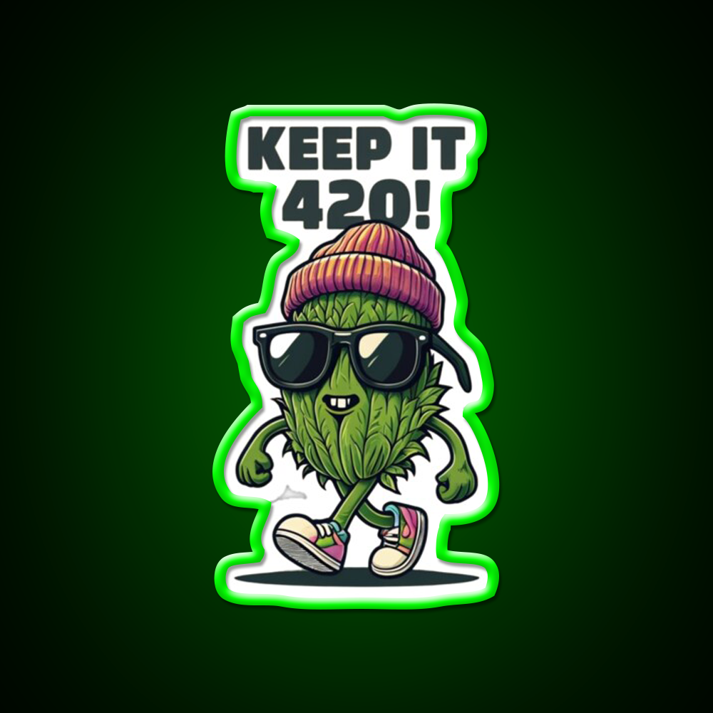 Keep It 420 Cool Walking Nug Hemp Inspired Green Leaf Led Neon Sign Rgb Color - LED neon sign view 8