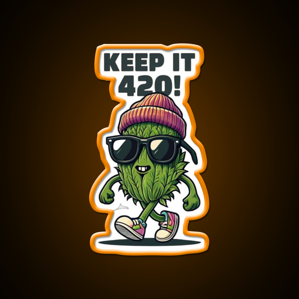 Keep It 420 Cool Walking Nug Hemp Inspired Green Leaf Led Neon Sign Rgb Color - LED neon sign view 6