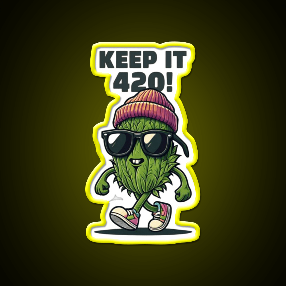 Keep It 420 Cool Walking Nug Hemp Inspired Green Leaf Led Neon Sign Rgb Color - Shineneon