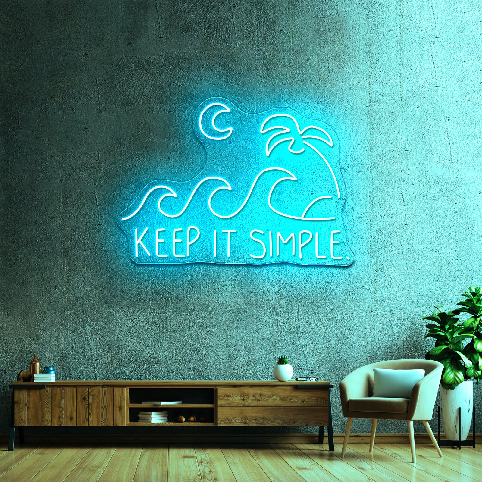 Keep It Simple Artwork Neon Signs For Sale - Size and dimension reference