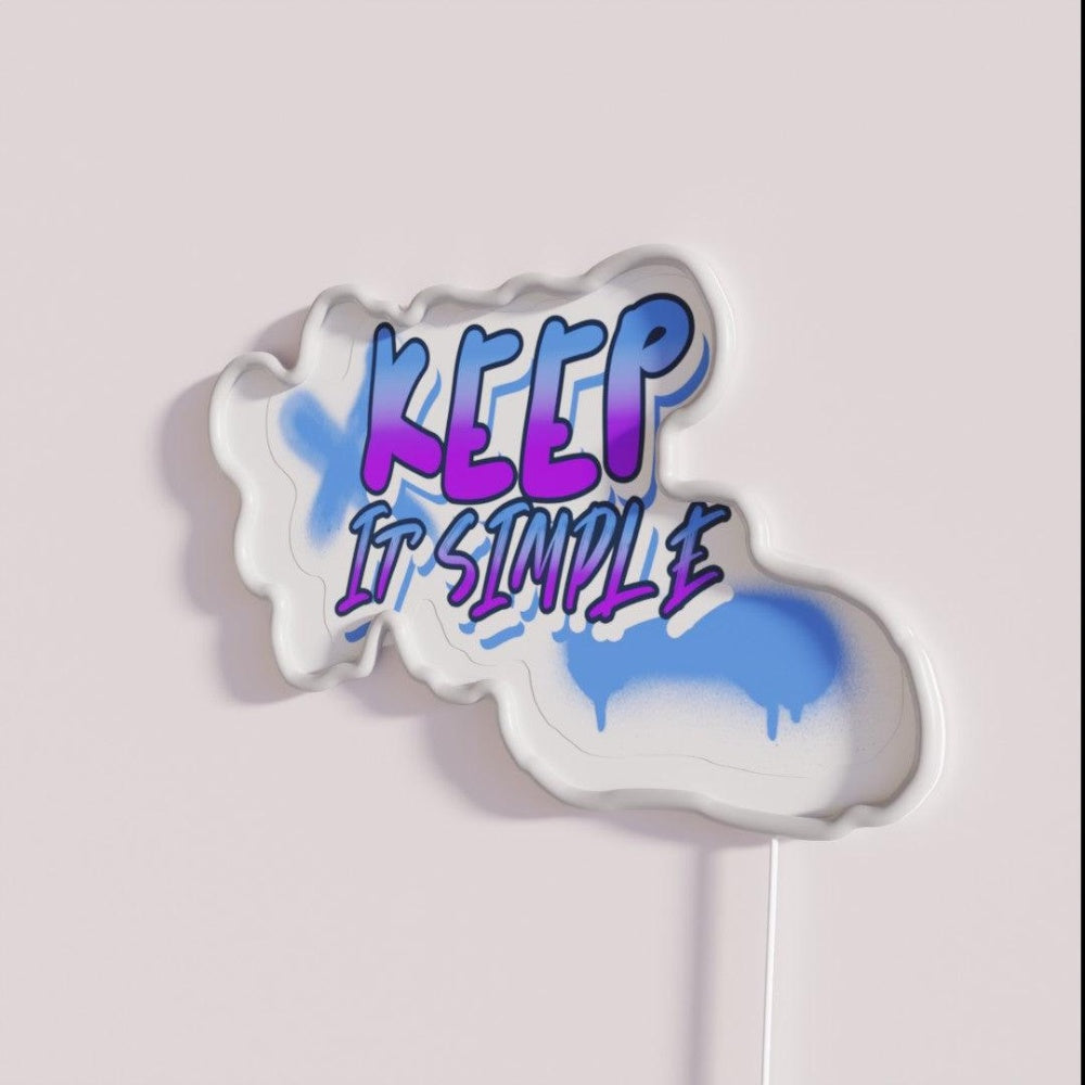 Keep It Simple Rgb Led Neon Sign - Neon sign mounted on wall in room