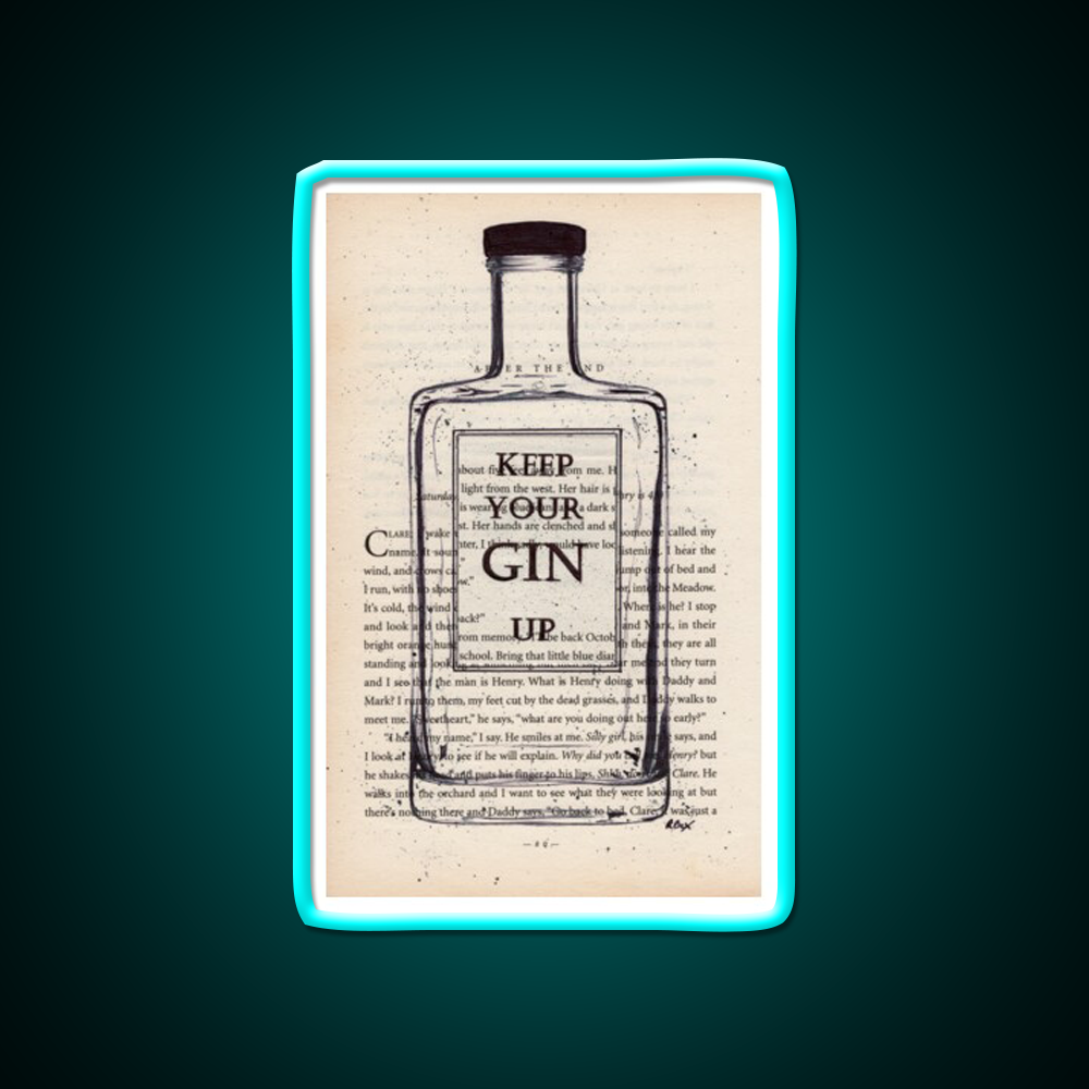 Keep Your Gin Up Vintage Book Page Man Cave Bar Led Neon Sign Rgb Color