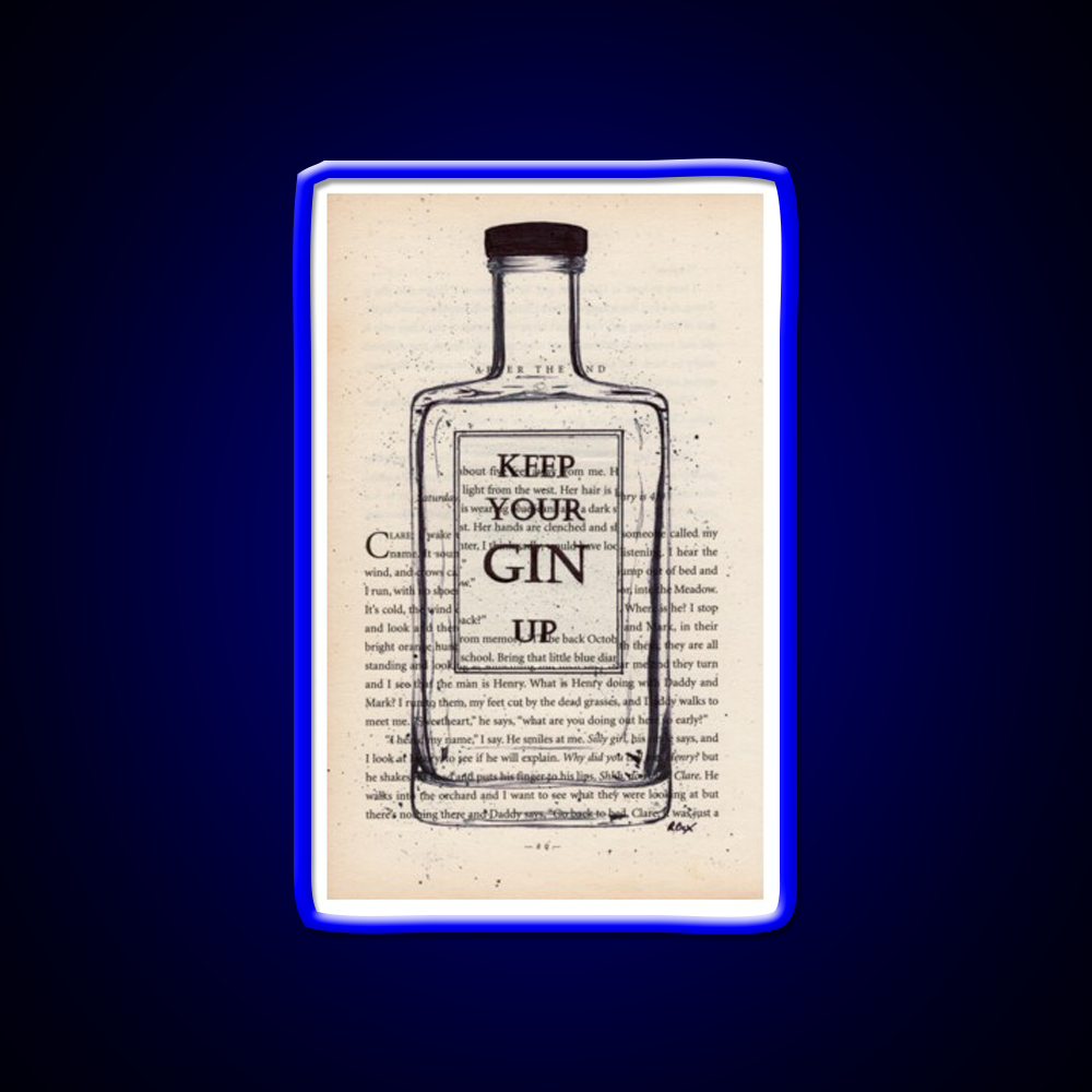Keep Your Gin Up Vintage Book Page Man Cave Bar Led Neon Sign Rgb Color