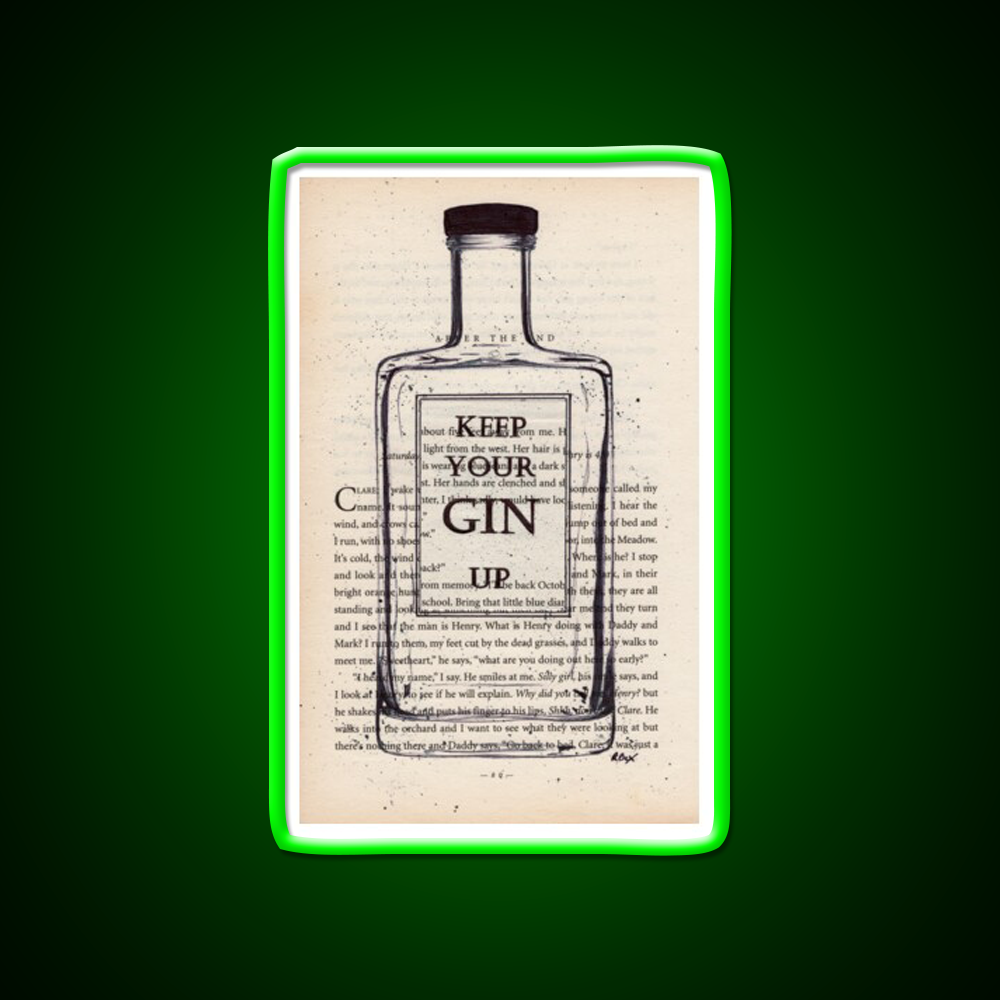 Keep Your Gin Up Vintage Book Page Man Cave Bar Led Neon Sign Rgb Color