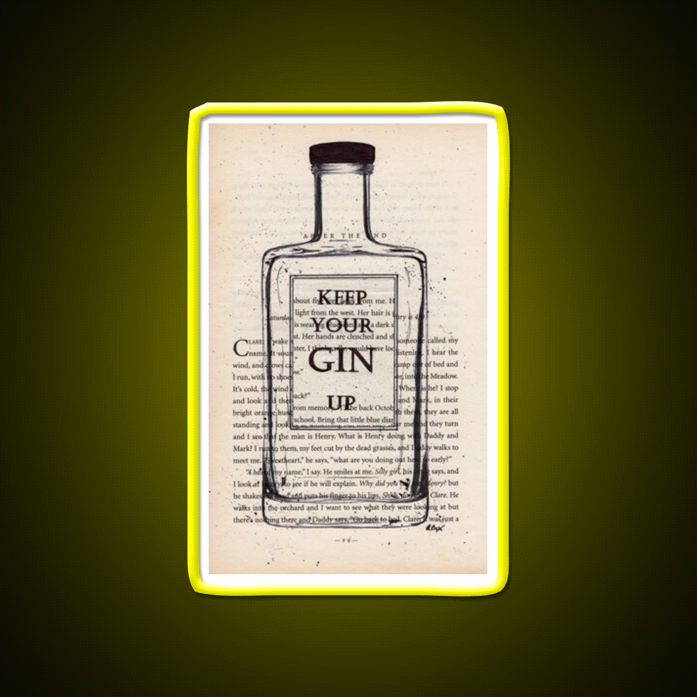 Keep Your Gin Up Vintage Book Page Man Cave Bar Led Neon Sign Rgb Color