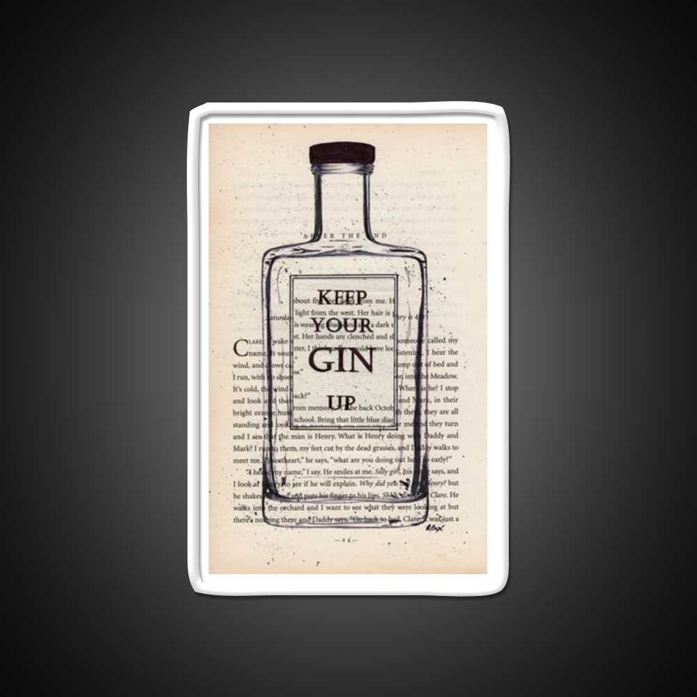 Keep Your Gin Up Vintage Book Page Man Cave Bar Led Neon Sign Rgb Color