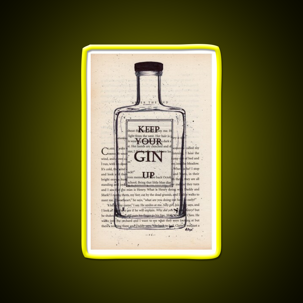 Keep Your Gin Up Vintage Book Page Man Cave Bar Led Neon Sign Rgb Color