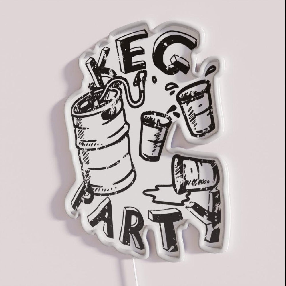 Keg Party Rgb Led Neon Sign - Neon sign mounted on wall in room