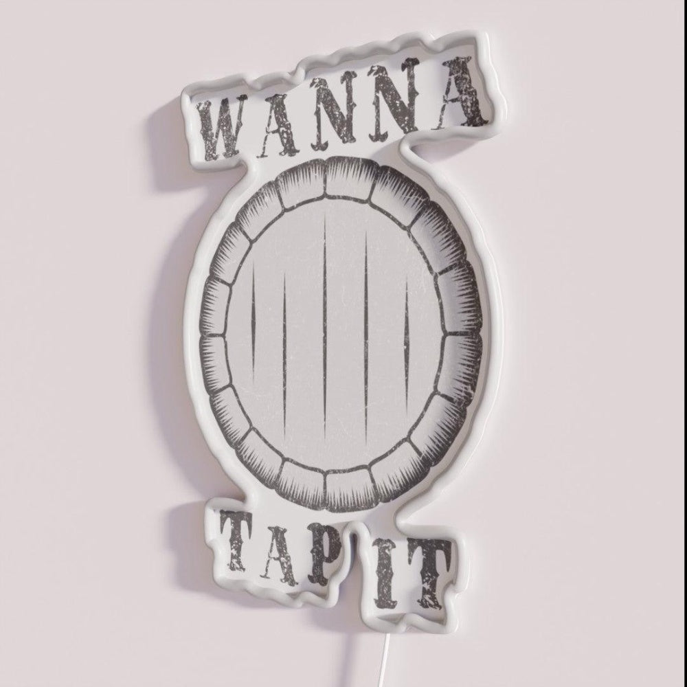 Keg Wanna Tap It Rgb Led Neon Sign - Neon sign mounted on wall in room