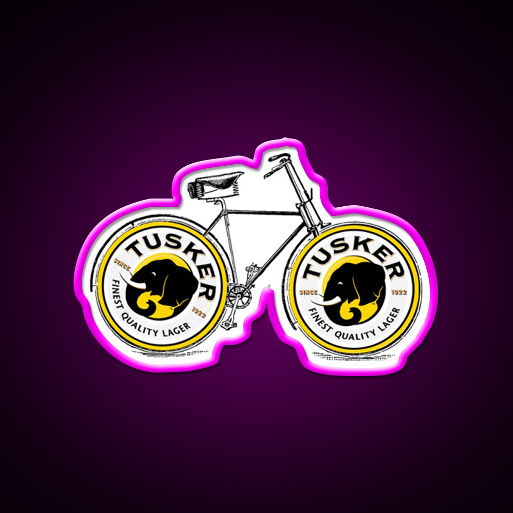 Kenyan Beer Tusker Bike Beer Bar Decor Led Neon Sign Rgb Color - Neon sign mounted on wall in room