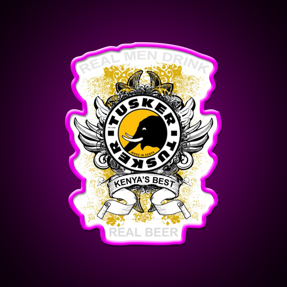Kenyas Tusker Beer Bar Decor Led Neon Sign Rgb Color - Neon sign mounted on wall in room
