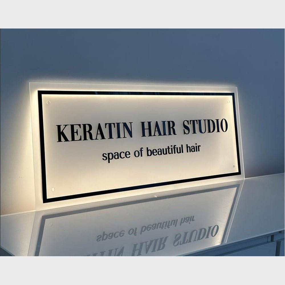 Keratin Hair Studio Acrylic Business Logo Sign - Shineneon
