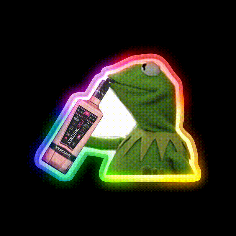 Kermit Sipping Pink Whitney Beer Bar Decor Led Neon Sign Rgb Color - LED neon sign close-up detail