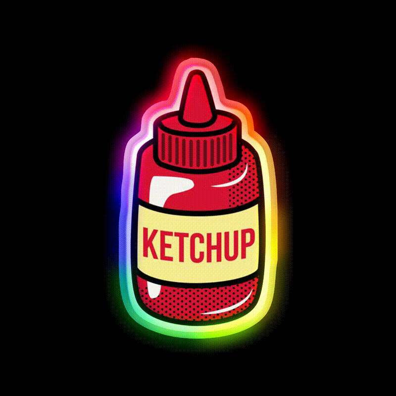Ketchup Fast Food Led Neon Sign For Burger Place Rgb Color - LED neon sign close-up detail
