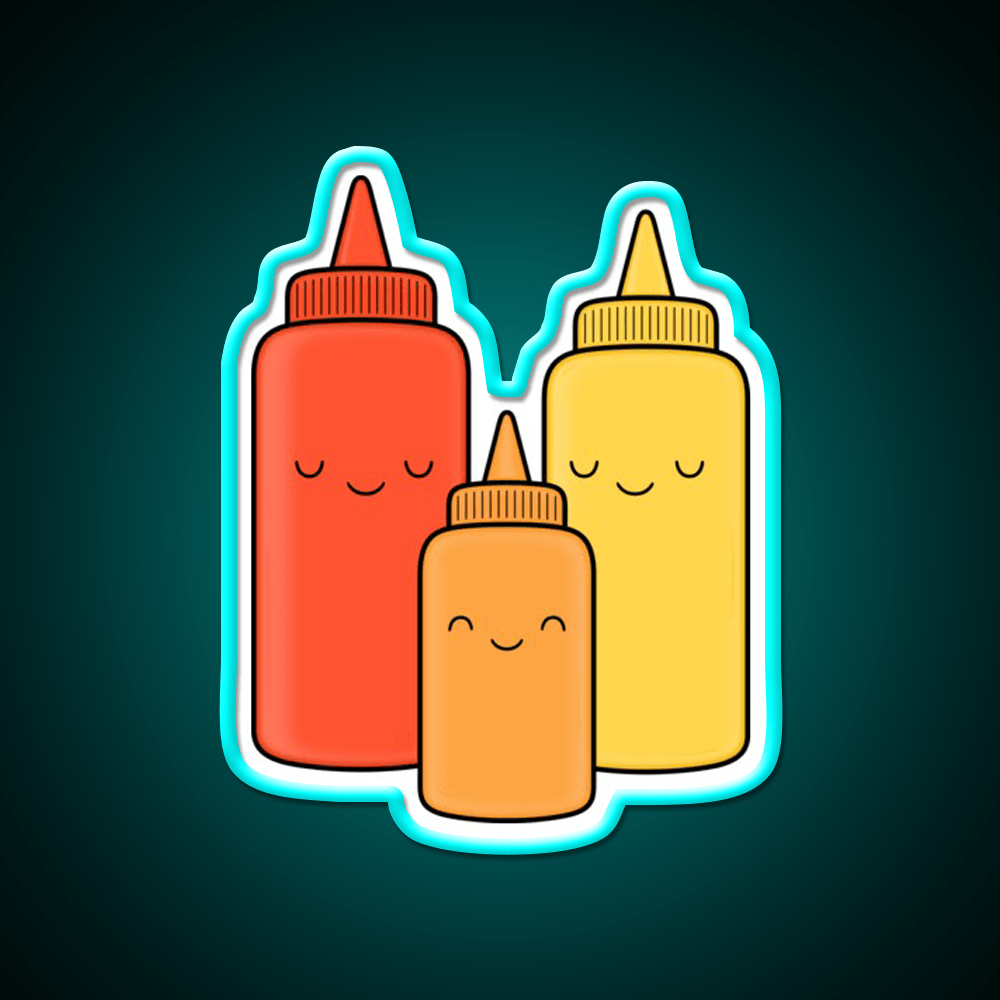 Ketchup Mustard Baby Fast Food Led Neon Sign For Burger Place Rgb Color - Shineneon