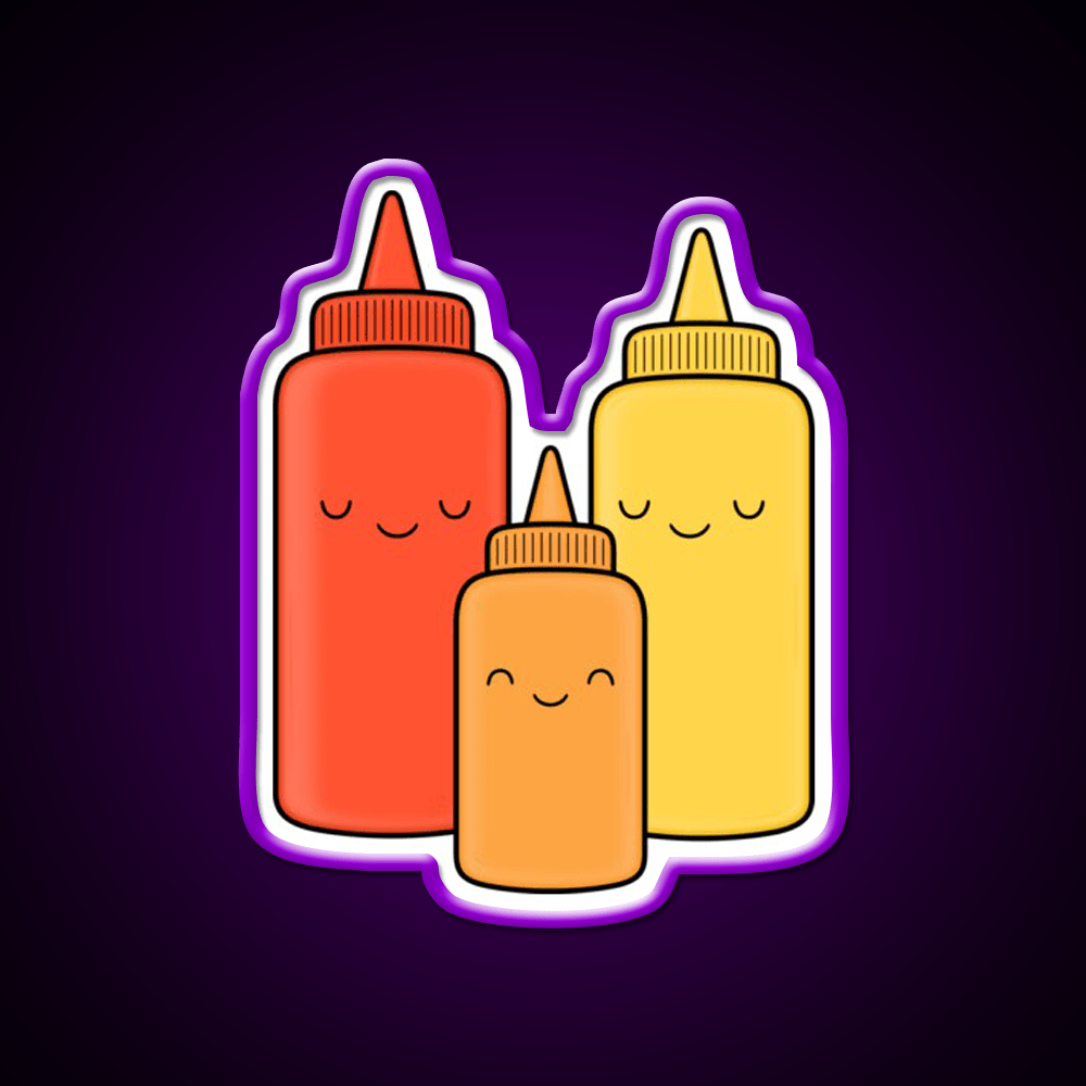 Ketchup Mustard Baby Fast Food Led Neon Sign For Burger Place Rgb Color - Shineneon