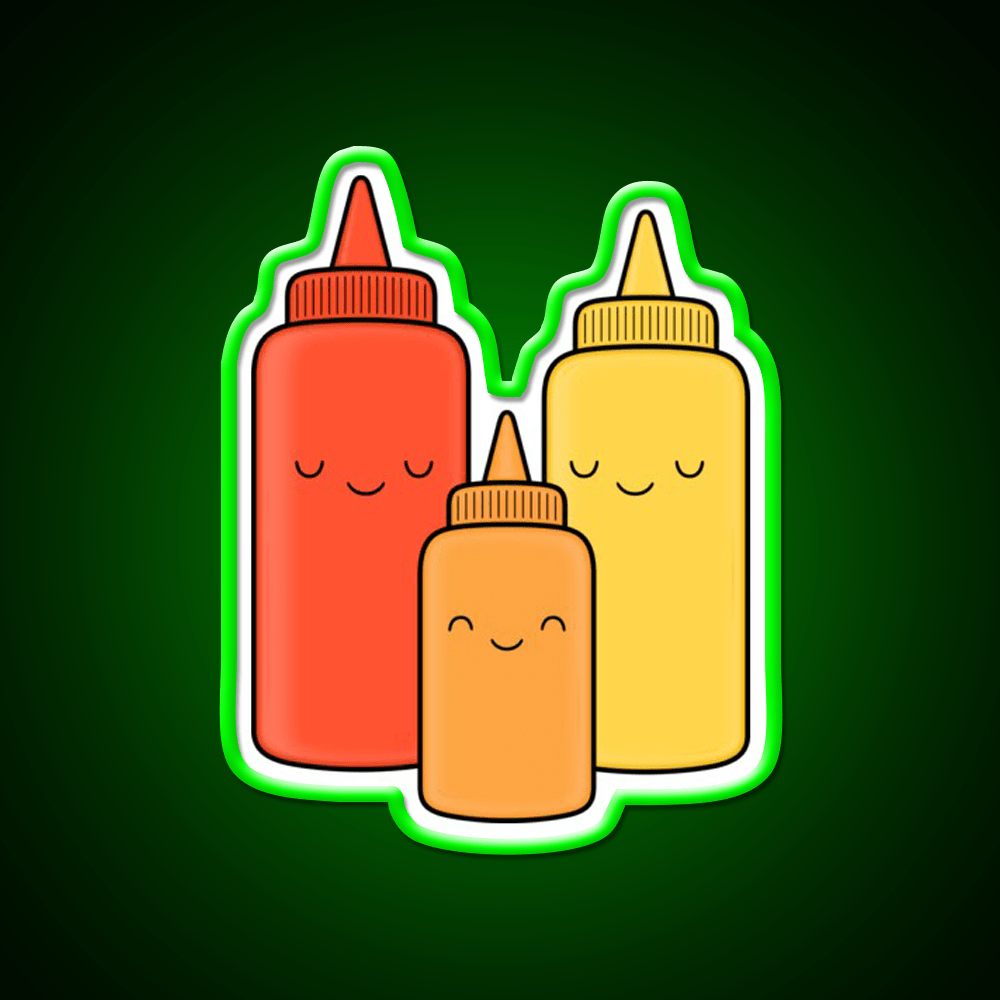 Ketchup Mustard Baby Fast Food Led Neon Sign For Burger Place Rgb Color - Shineneon