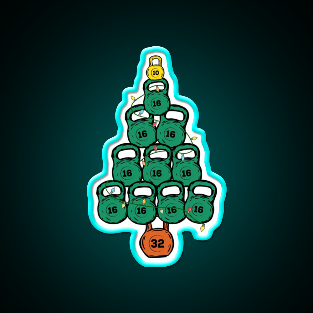 Kettlebell Christmas Tree Gym Fitness Led Neon Sign Rgb Color