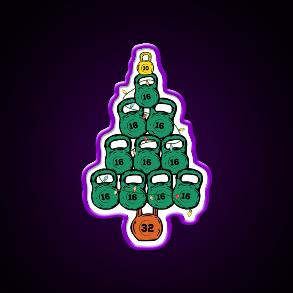 Kettlebell Christmas Tree Gym Fitness Led Neon Sign Rgb Color