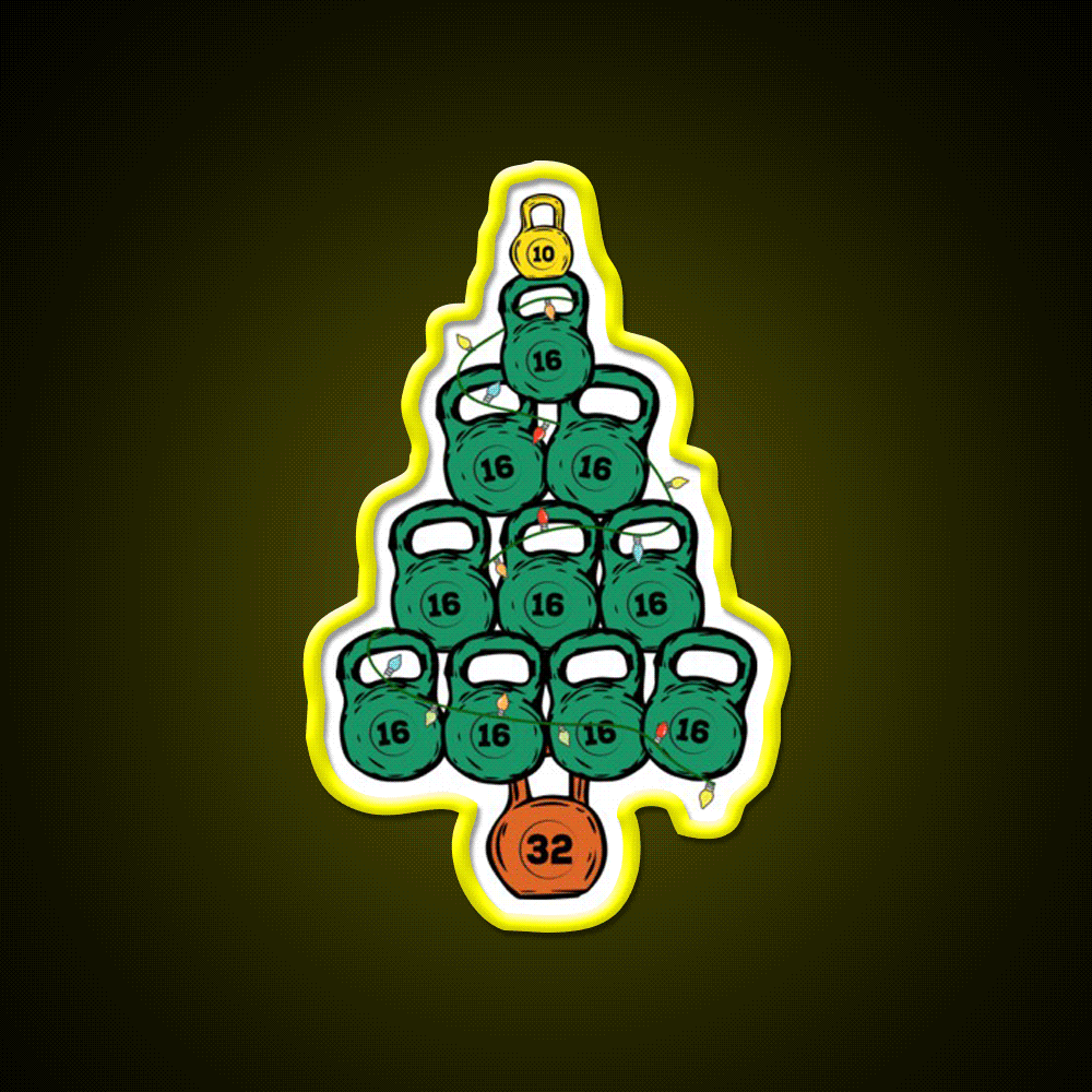 Kettlebell Christmas Tree Gym Fitness Led Neon Sign Rgb Color