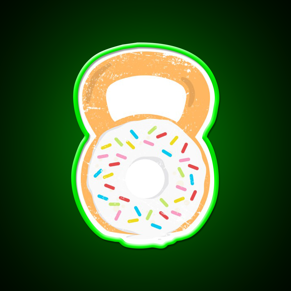 Kettlebell Donut Funny Doughnut Fitness Gym Fitness Led Neon Sign Rgb Color