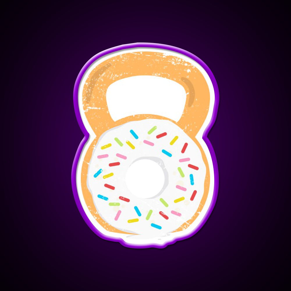 Kettlebell Donut Funny Doughnut Fitness Gym Fitness Led Neon Sign Rgb Color