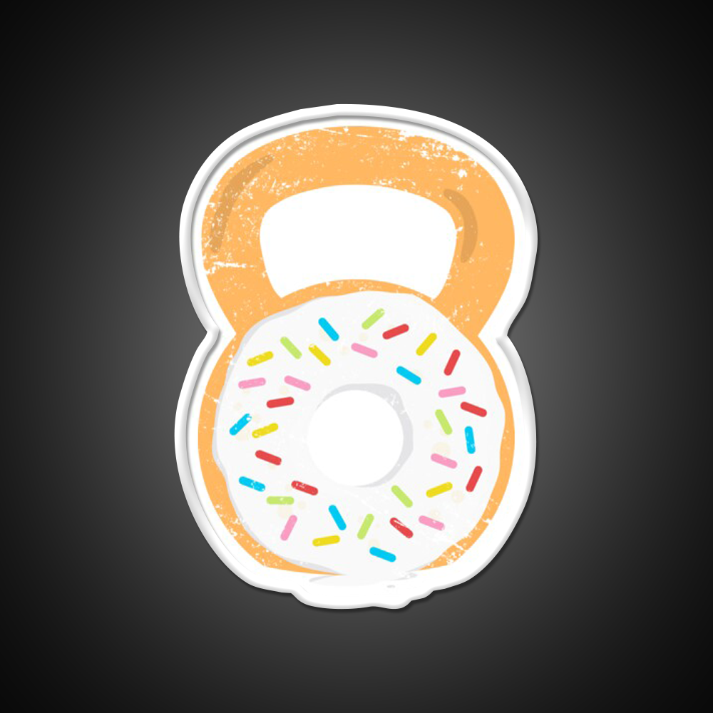 Kettlebell Donut Funny Doughnut Fitness Gym Fitness Led Neon Sign Rgb Color