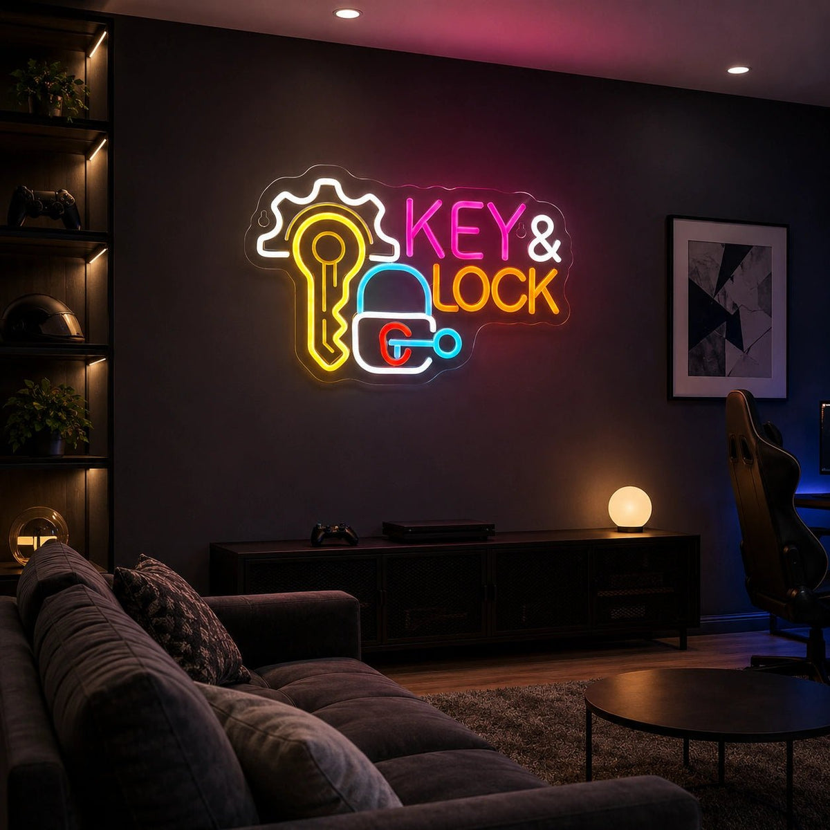 Key And Lock Gear LED Neon Sign - Shineneon