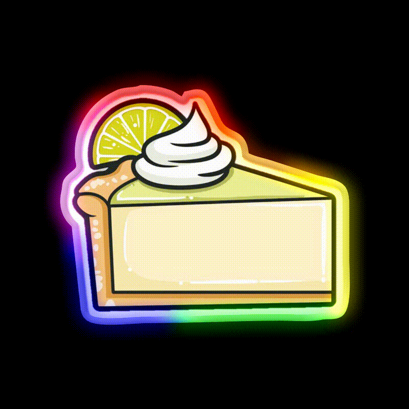 Key Lime Pie Snack Food Led Neon Sign Rgb Color - LED neon sign close-up detail
