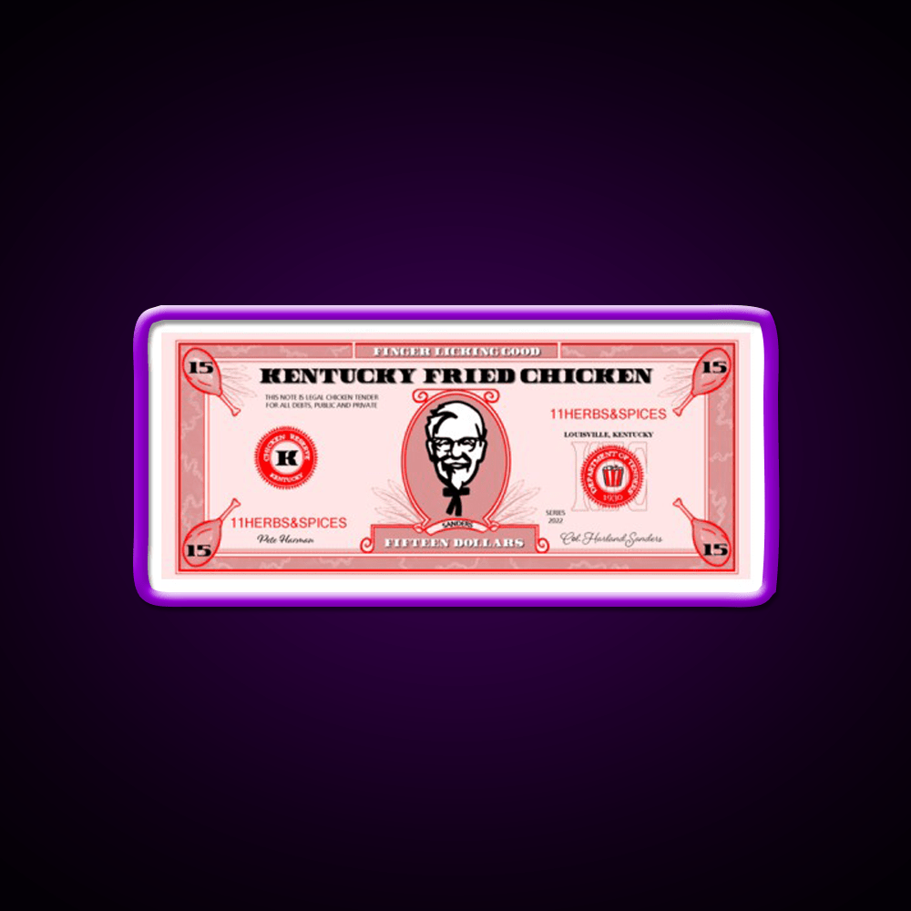 Kfc Dollar Bill Fast Food Led Neon Sign For Burger Place Rgb Color - Shineneon