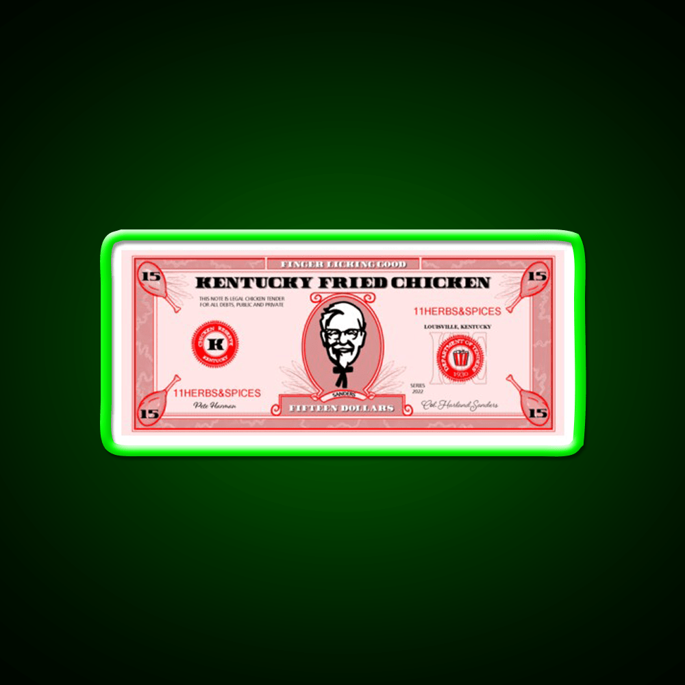 Kfc Dollar Bill Fast Food Led Neon Sign For Burger Place Rgb Color - Shineneon