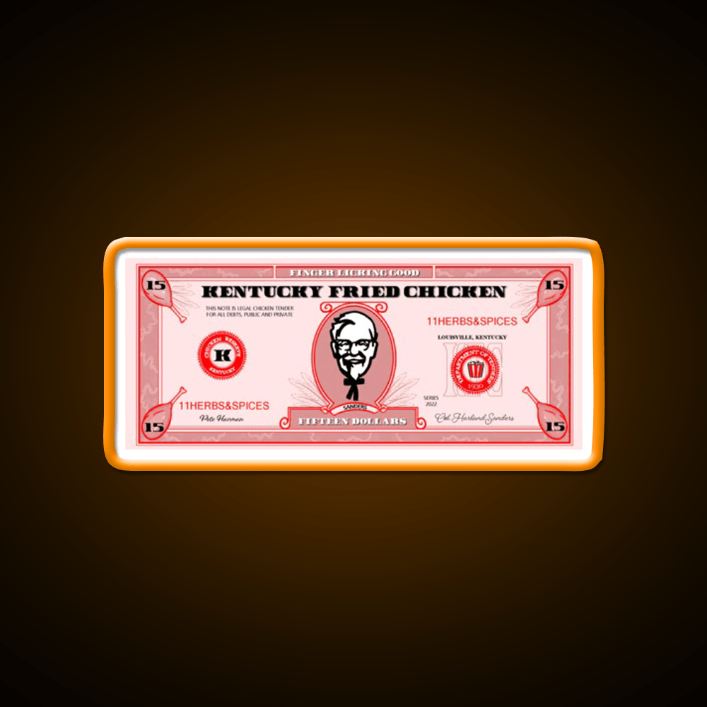 Kfc Dollar Bill Fast Food Led Neon Sign For Burger Place Rgb Color - Shineneon