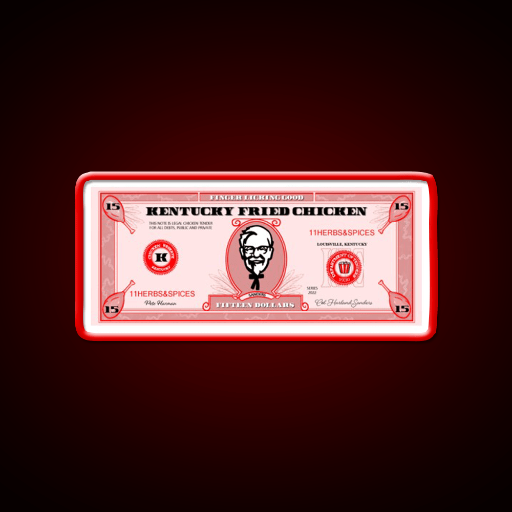 Kfc Dollar Bill Fast Food Led Neon Sign For Burger Place Rgb Color - Shineneon