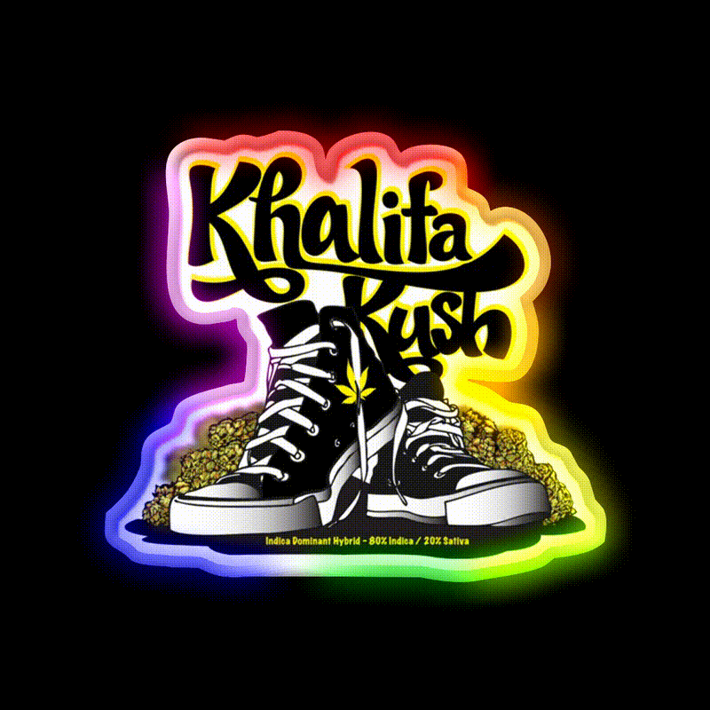 Khalifa Kush Strain Art Hemp Inspired Green Leaf Led Neon Sign Rgb Color - LED neon sign close-up detail