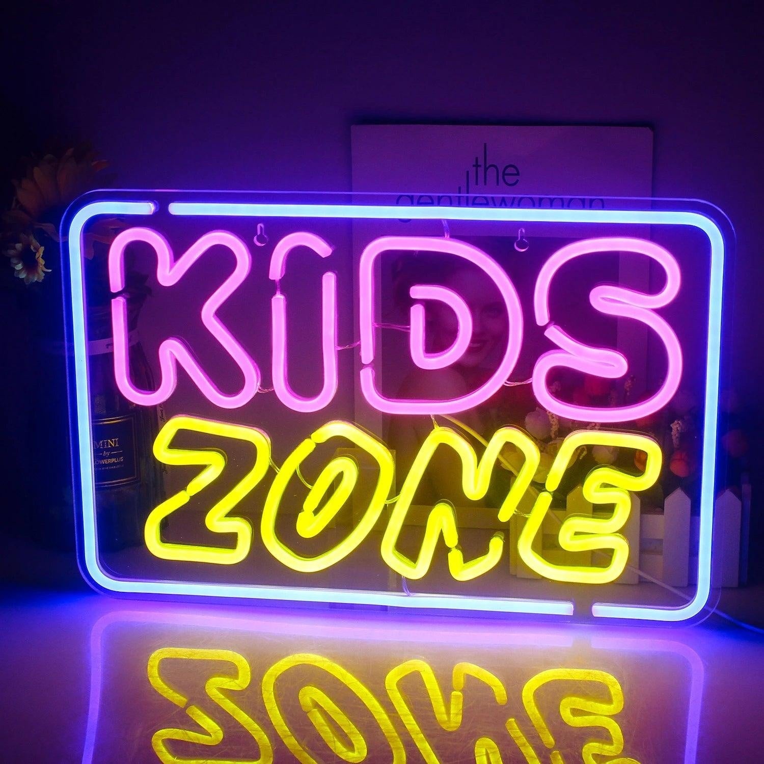 Kids Zone Blue Pink Yellow Led Neon Sign For Playroom Nursery Childrens Area Decor - Shineneon
