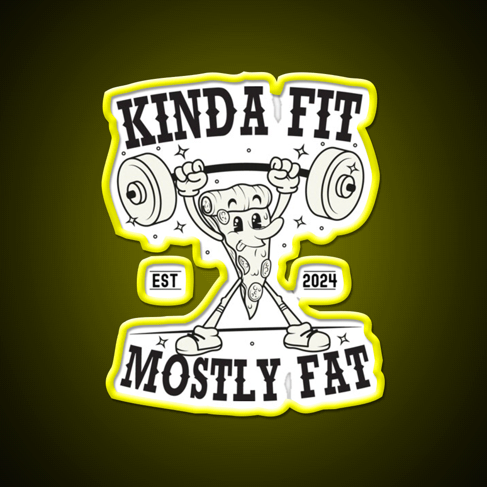 Kinda Fit Mostly Fat Gym Fitness Led Neon Sign Rgb Color