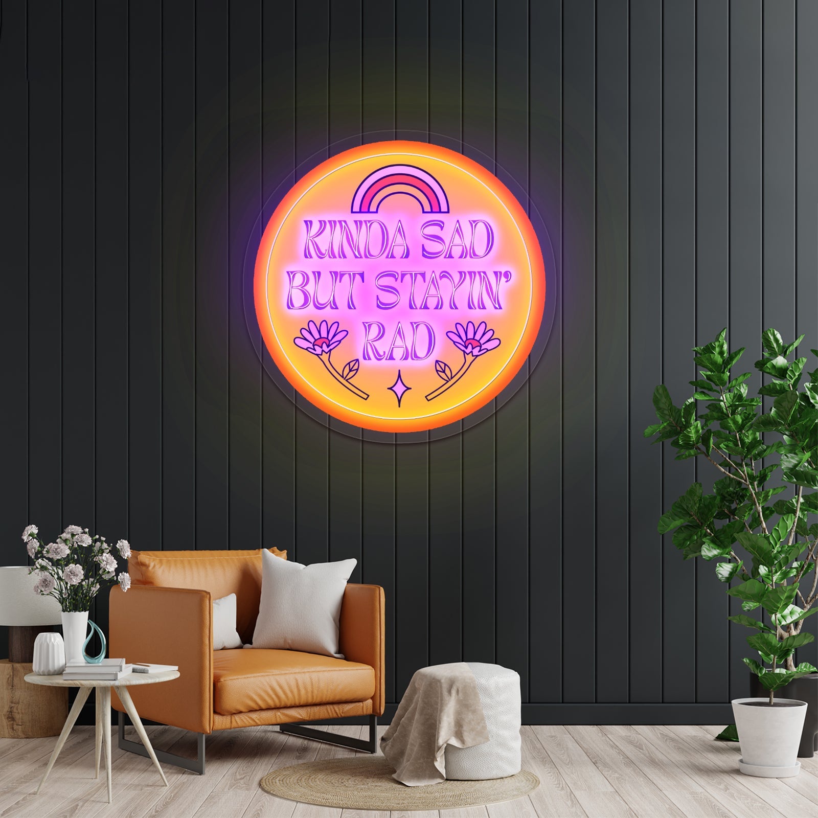 Kinda Sad But Stayin Rad Artwork Neon Sign Wall Art - Shineneon