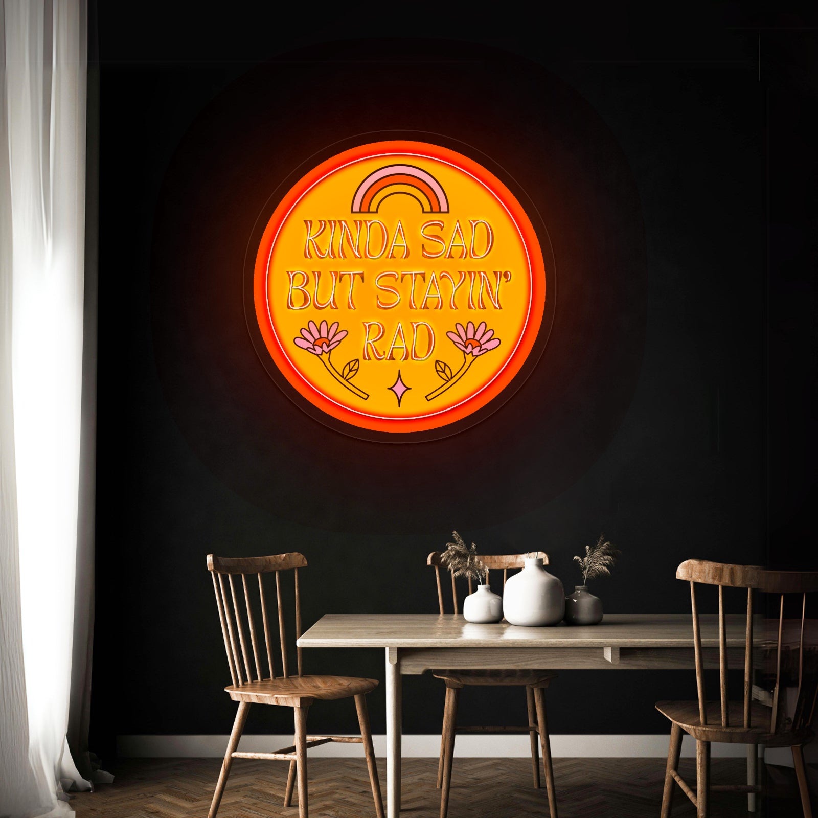 Kinda Sad But Stayin Rad Artwork Neon Sign Wall Art