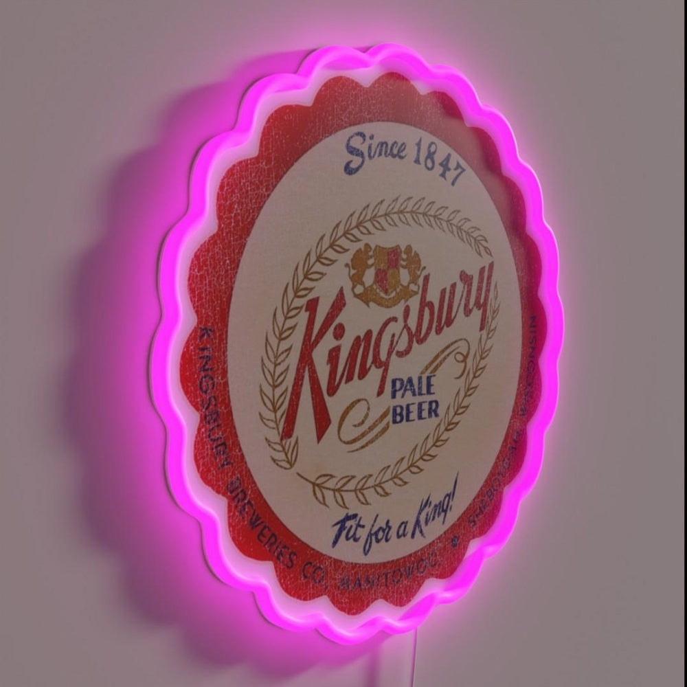 Kingsbury Vintage Beer Manitowoc Sheboygan Wisconsin Breweriana Rgb Led Neon Sign - LED neon sign close-up detail