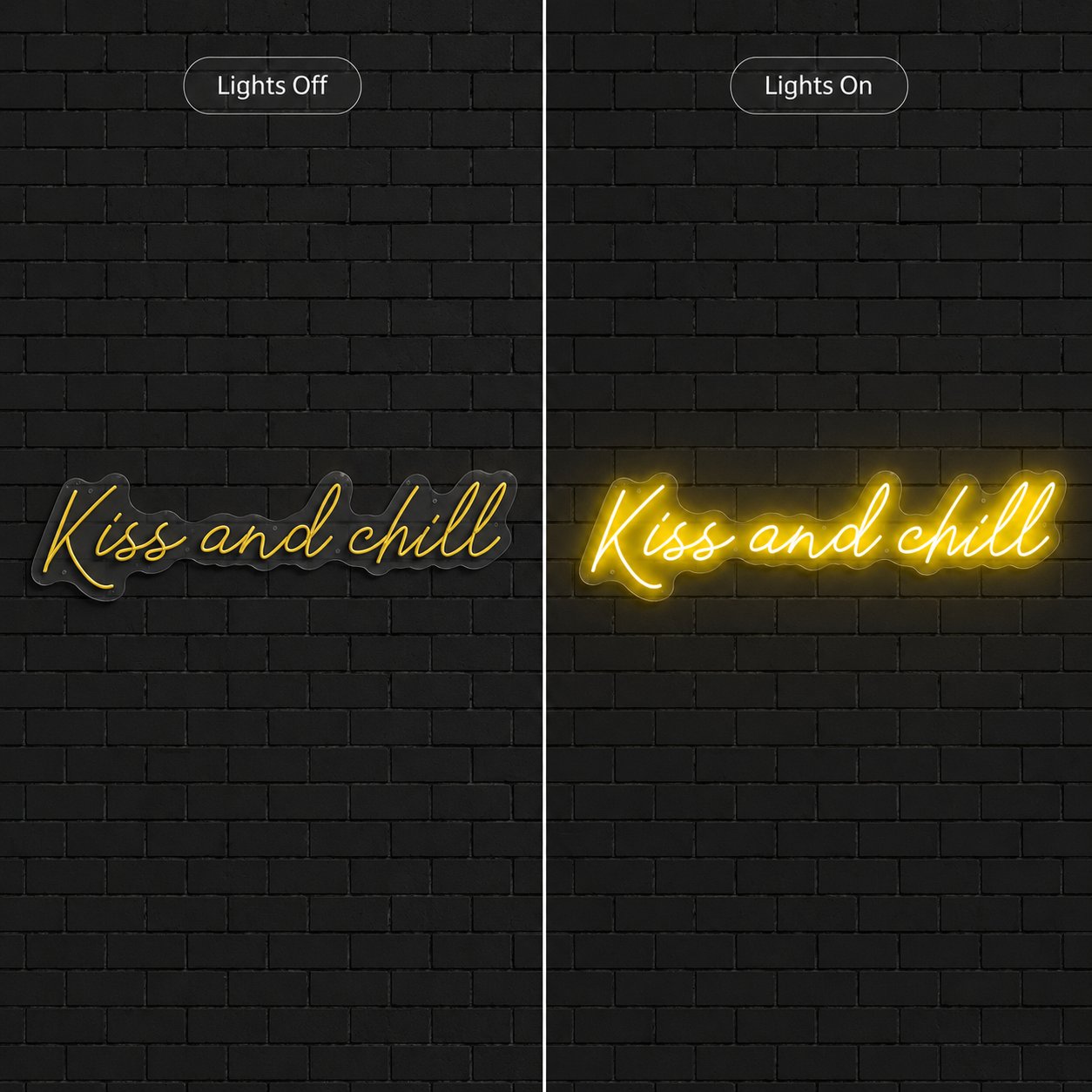 Kiss And Chill LED Neon Sign - 06 Day Night Comparison