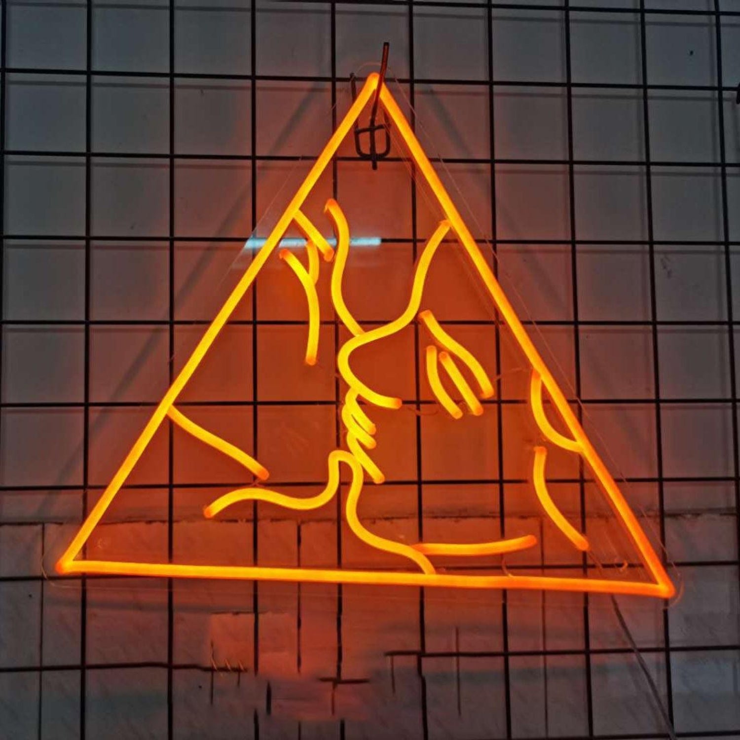 Kiss Couple Orange-Yellow Triangle Art Led Neon Sign For Bar Cafe Home Decor | Shineneon