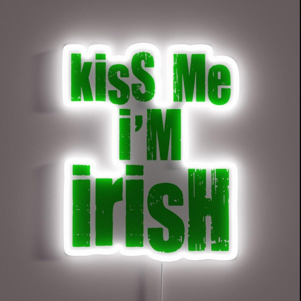 Kiss Me I M Irish Rgb Led Neon Sign Bar Wall Decor - Custom LED neon sign front view