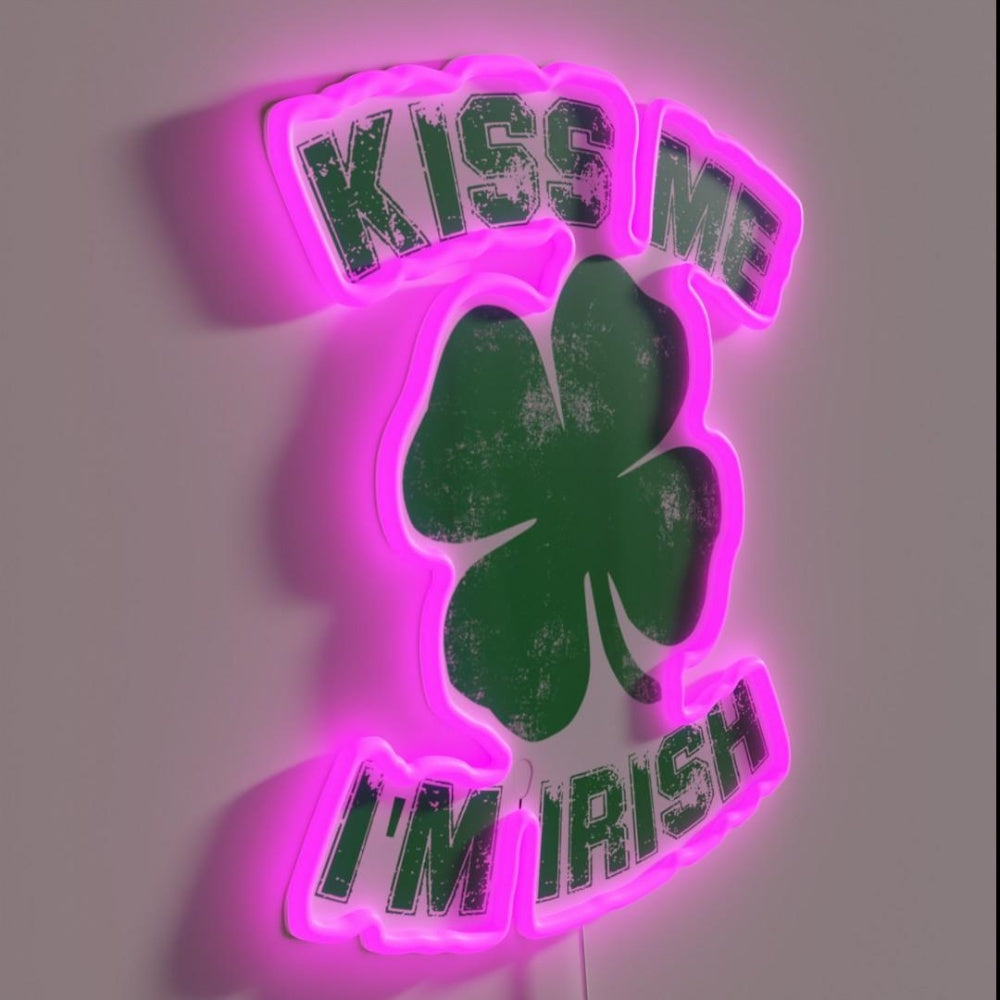 Kiss Me I M Irish St Particksday Shamrock Vintage Rgb Led Neon Sign